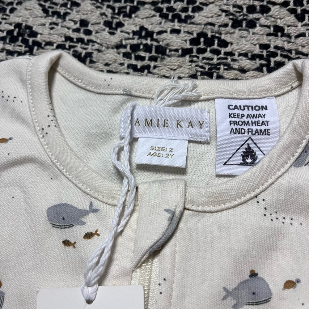 New Jamie Kay Organic Cotton Reese Zip Onepiece in Whales Size 2 - Picture 8 of 9
